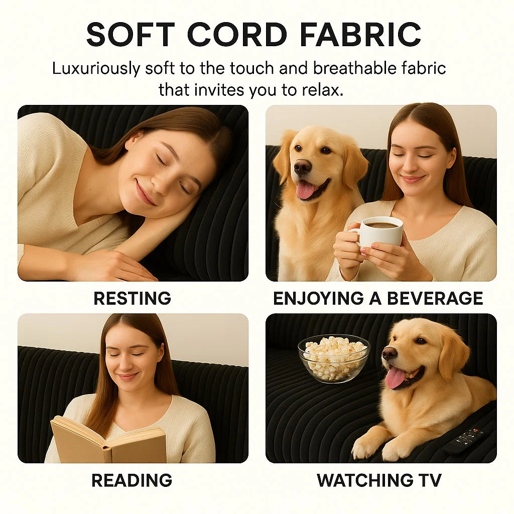 Luxury Jumbo Cord Scatter Back U Shape Sofa