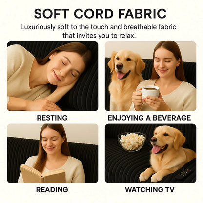 Luxury Jumbo Cord Scatter Back U Shape Sofa