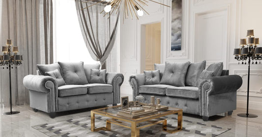 Grey Plush Sofa Set 3+2+1 Seater