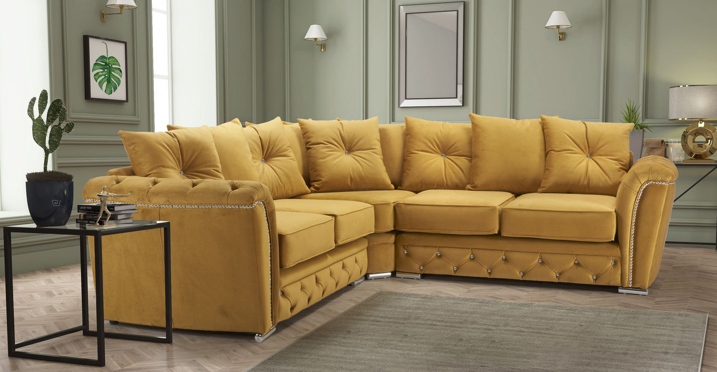 5 Seater Plush Fabric Corner Sofa
