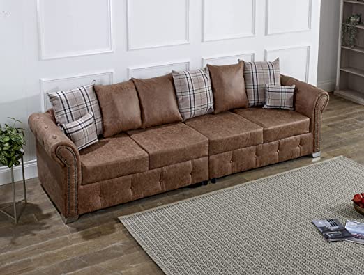 Oakland Scatter Back Faux Leather Corner Sofas