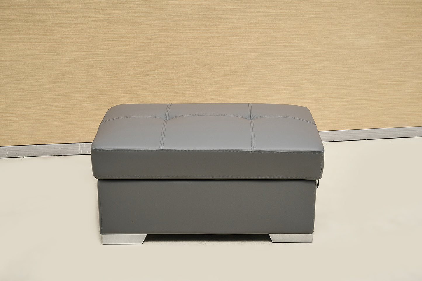 Grey Manual Recliner Leather Sofa Set