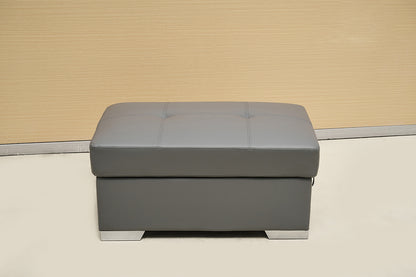 Grey Manual Recliner Leather Sofa Set