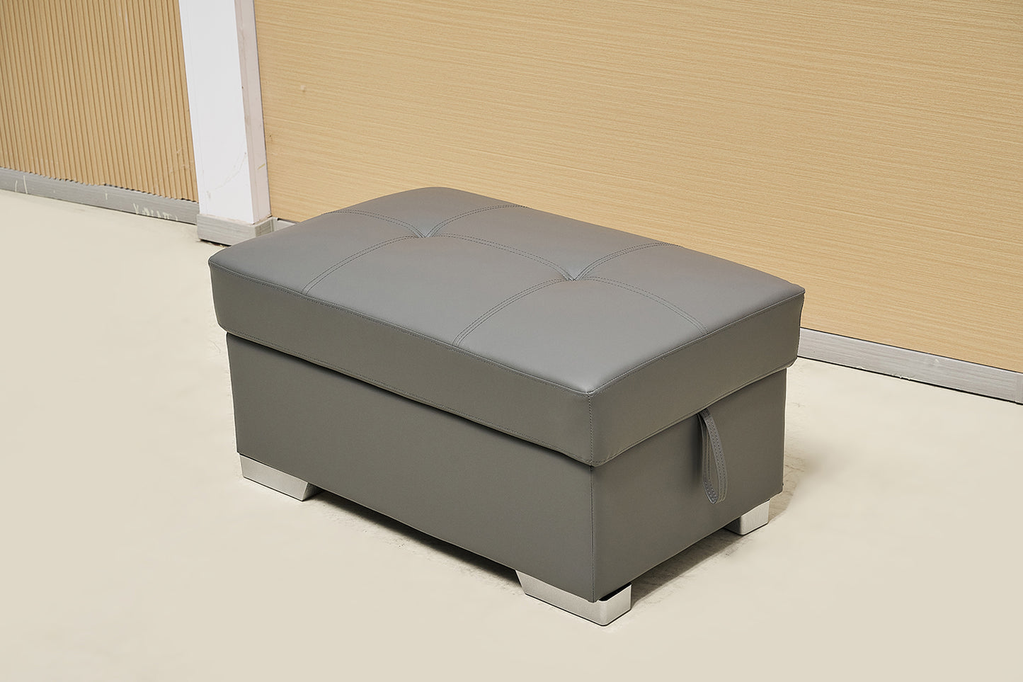 Grey Manual Recliner Leather Sofa Set