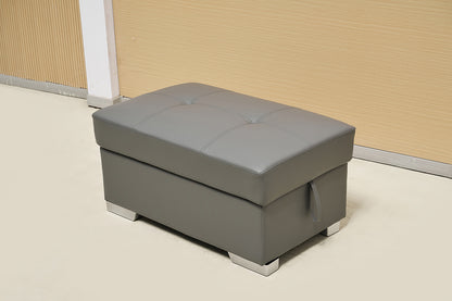 Grey Manual Recliner Leather Sofa Set