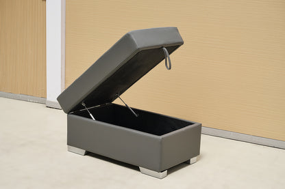 Grey Manual Recliner Leather Sofa Set