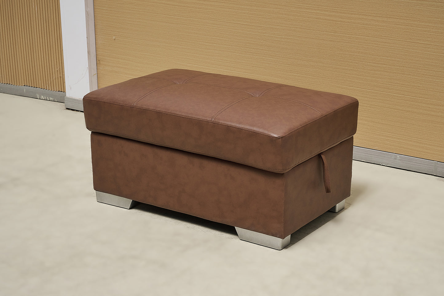 Brown Manual Recliner Leather Sofa Set