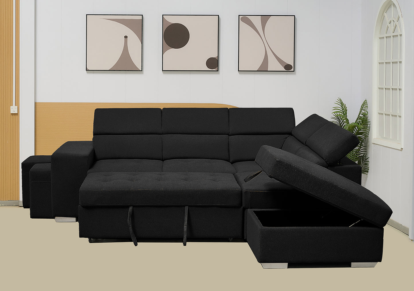 Multi-functional Fabric Corner Sofa Bed