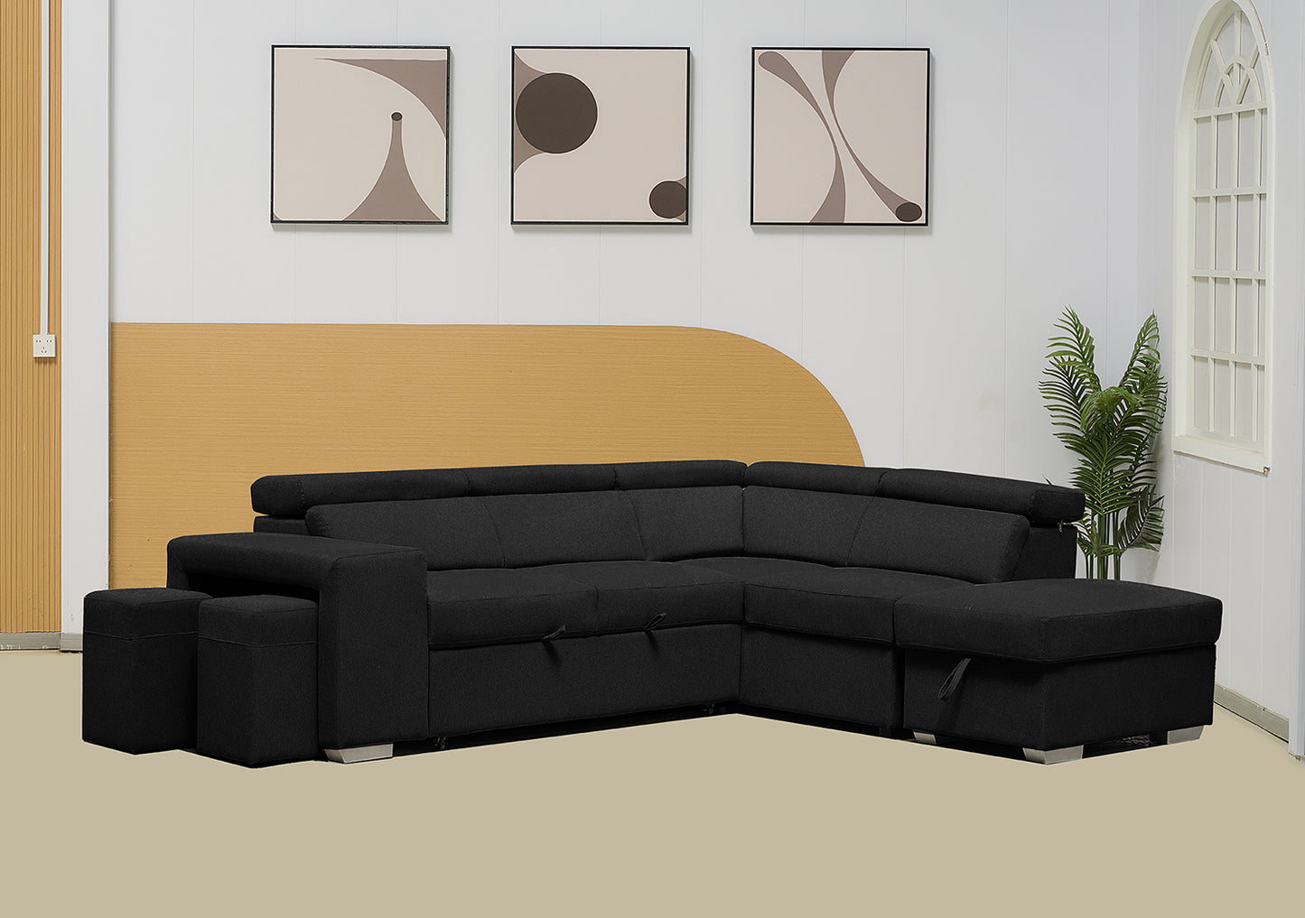 Multi-functional Fabric Corner Sofa Bed