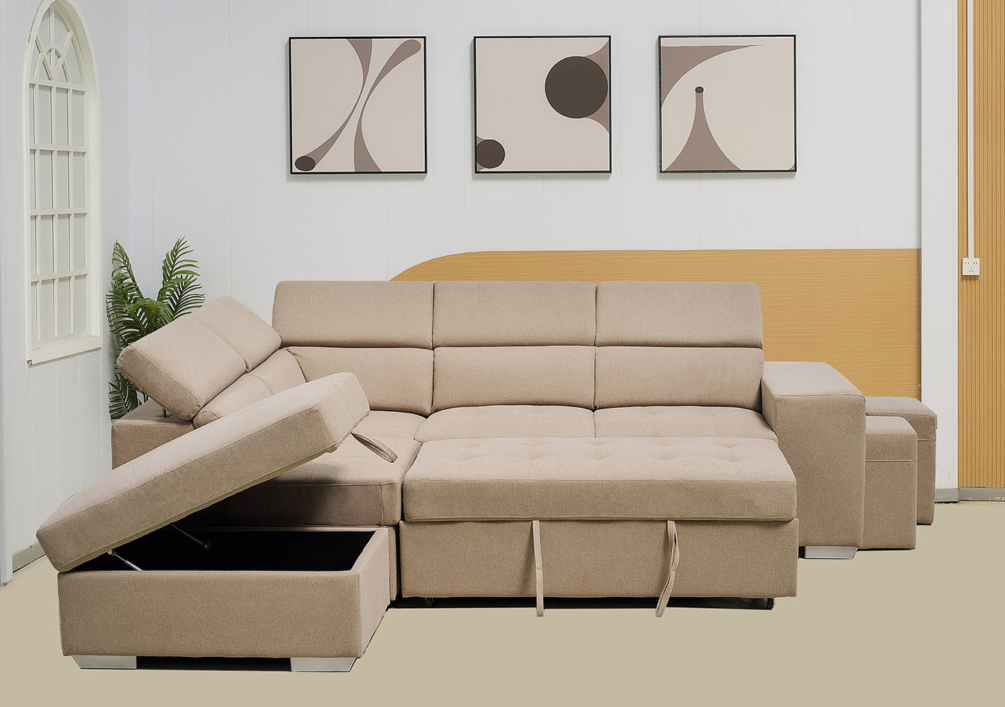 Multi-functional Fabric Corner Sofa Bed