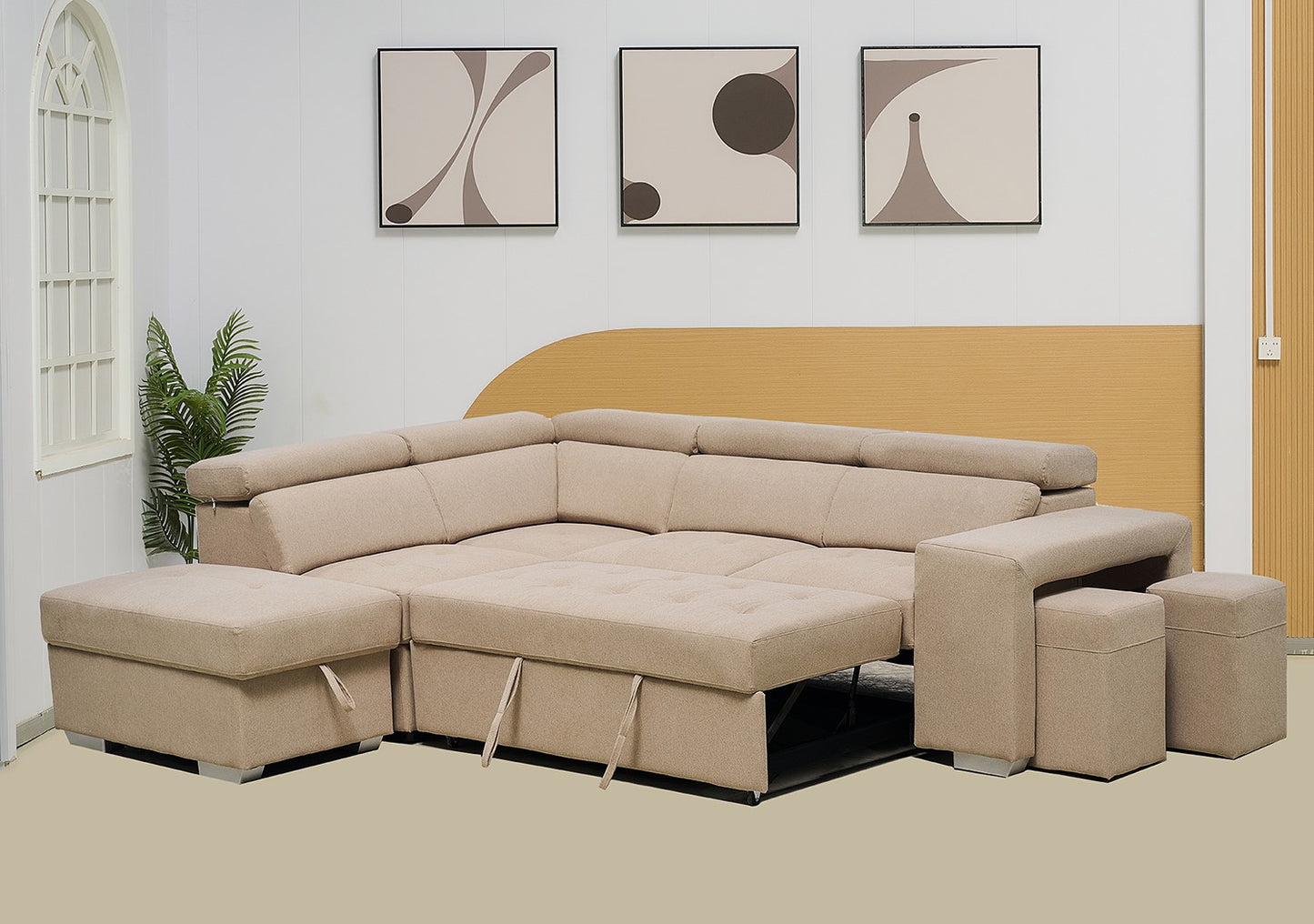 Multi-functional Fabric Corner Sofa Bed