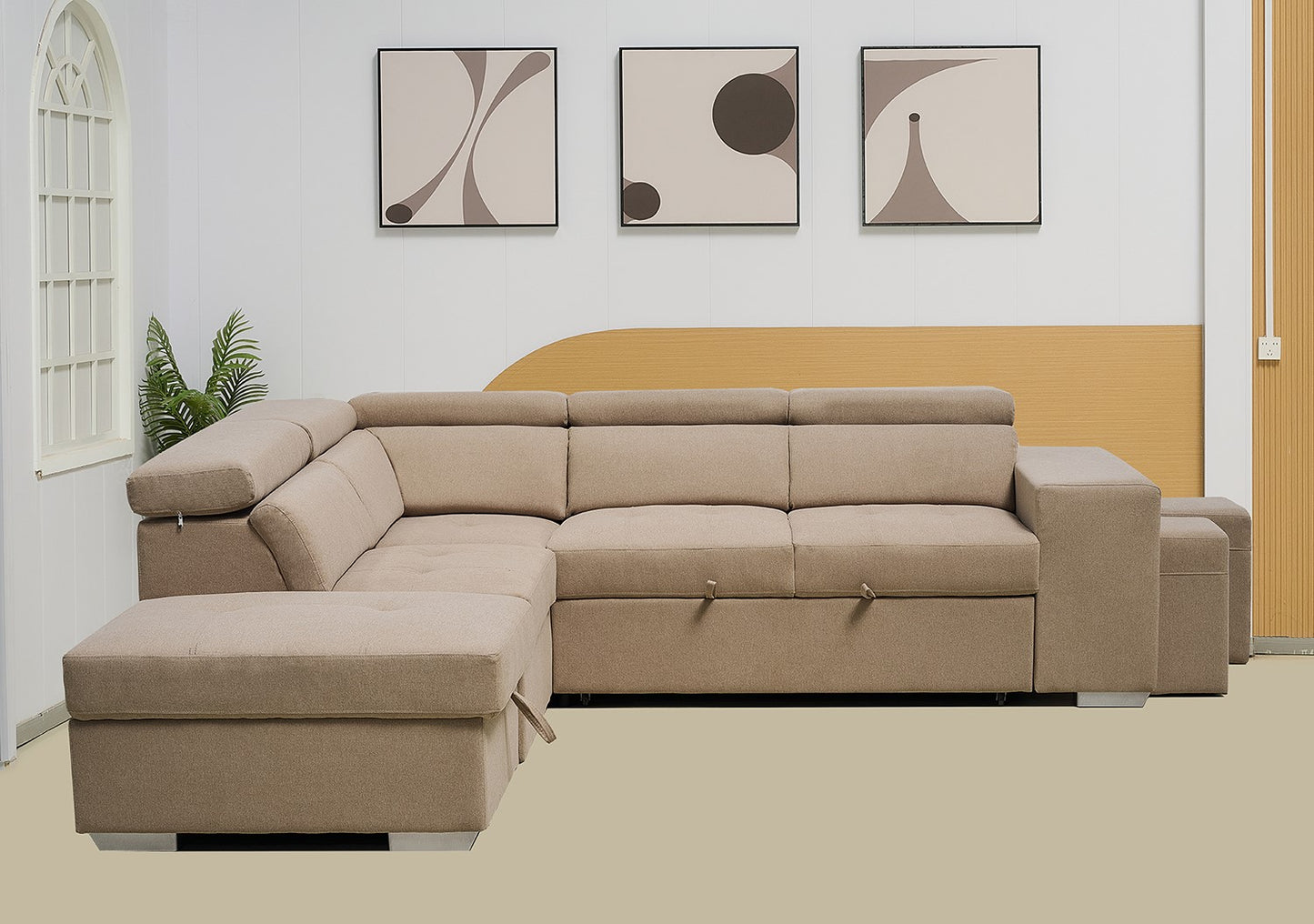 Multi-functional Fabric Corner Sofa Bed