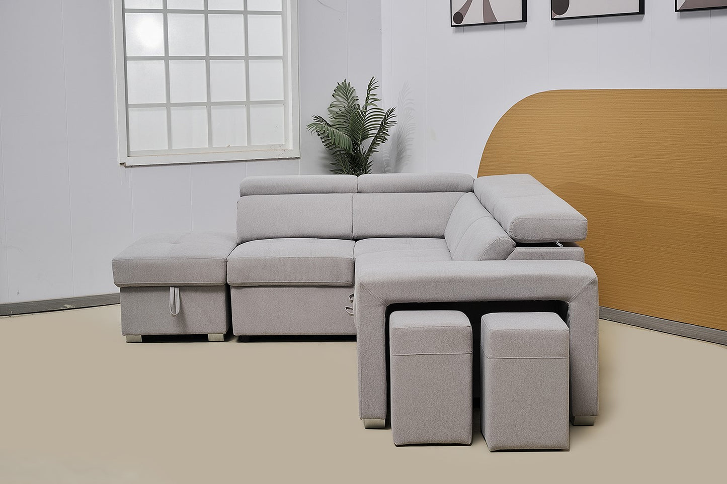Multi-functional Fabric Corner Sofa Bed