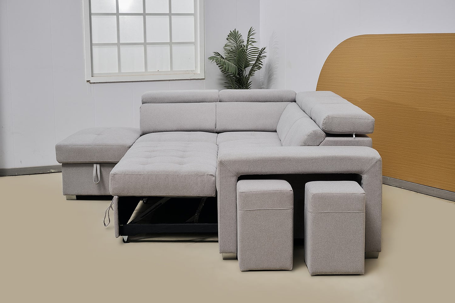 Multi-functional Fabric Corner Sofa Bed