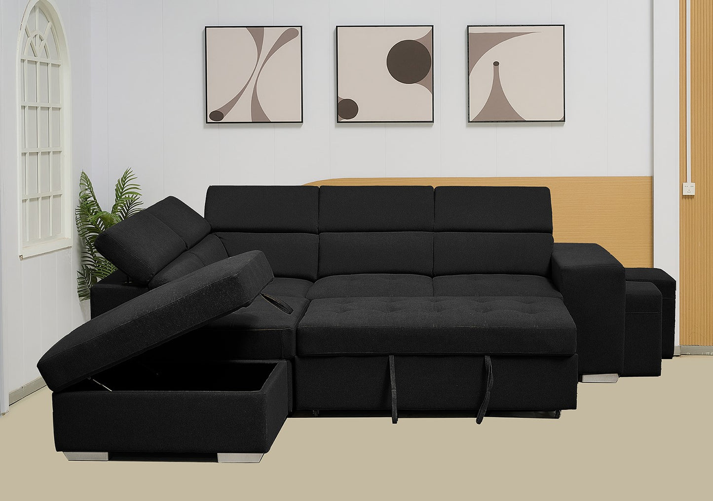 Multi-functional Fabric Corner Sofa Bed