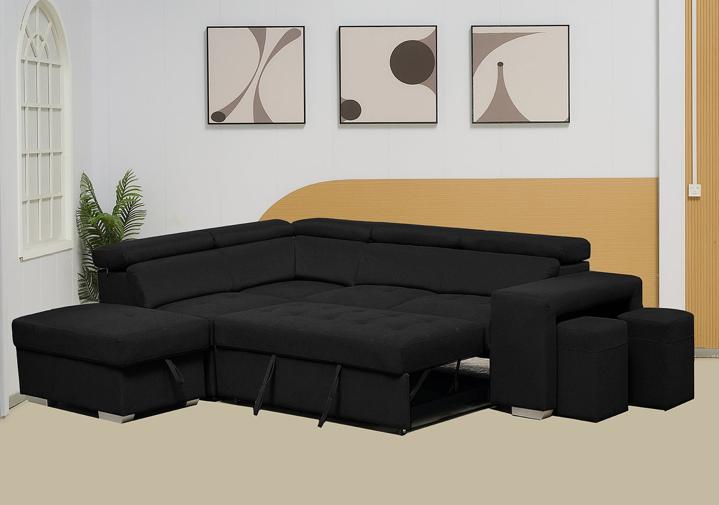 Multi-functional Fabric Corner Sofa Bed