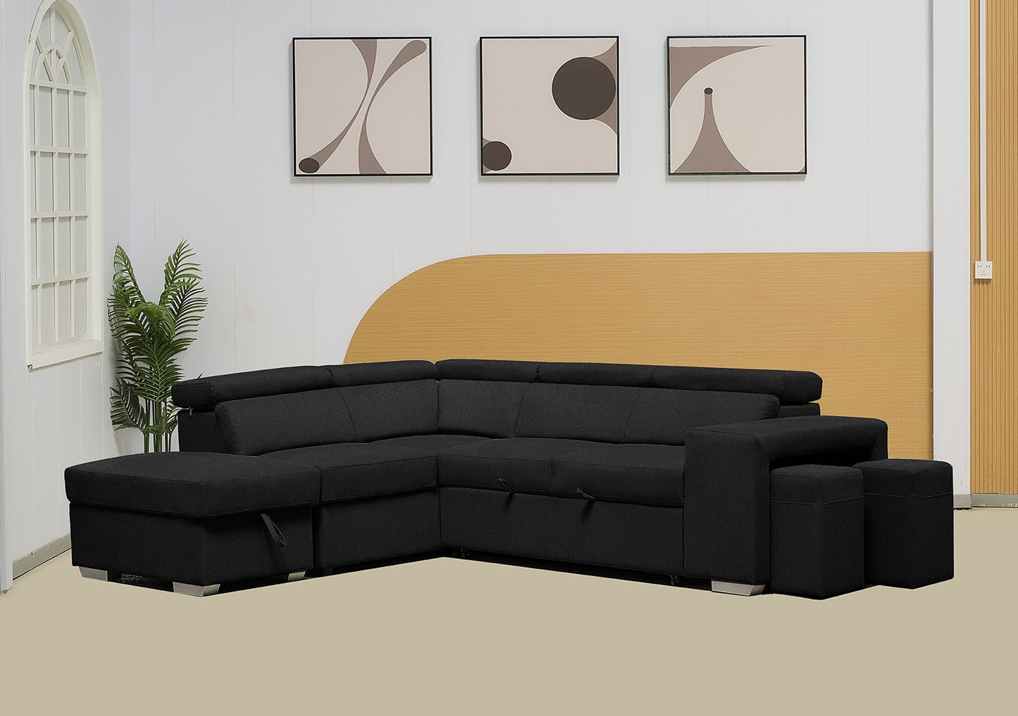 Multi-functional Fabric Corner Sofa Bed
