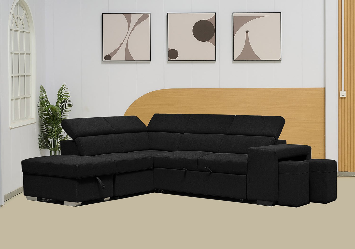 Multi-functional Fabric Corner Sofa Bed