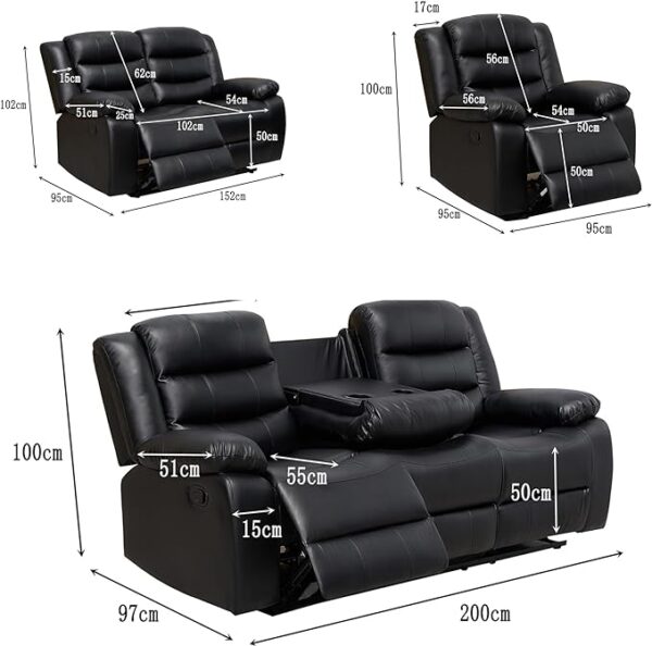 Roma Recliner Bonded Leather Sofa Set - Main Image