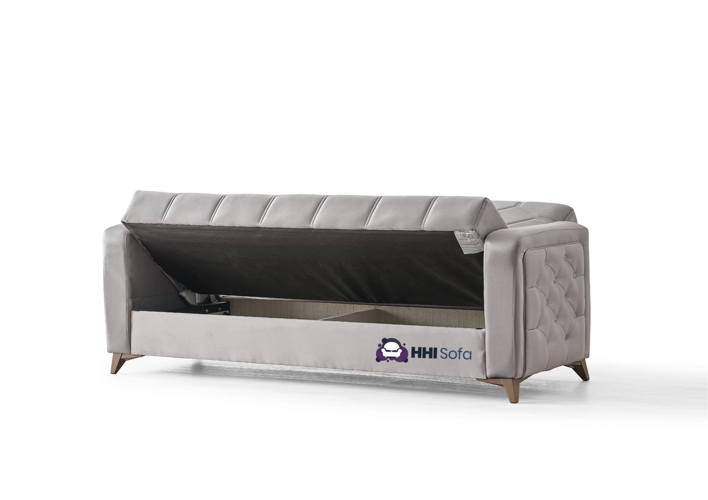 Plush Fabric Chesterfield 3-Seater Sofa Bed