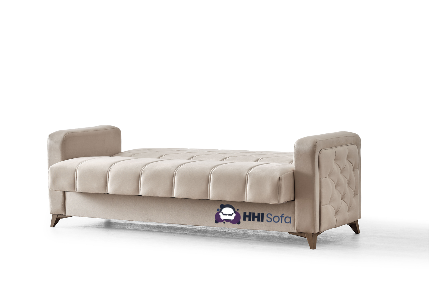 Plush Fabric Chesterfield 3-Seater Sofa Bed