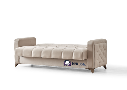 Plush Fabric Chesterfield 3-Seater Sofa Bed