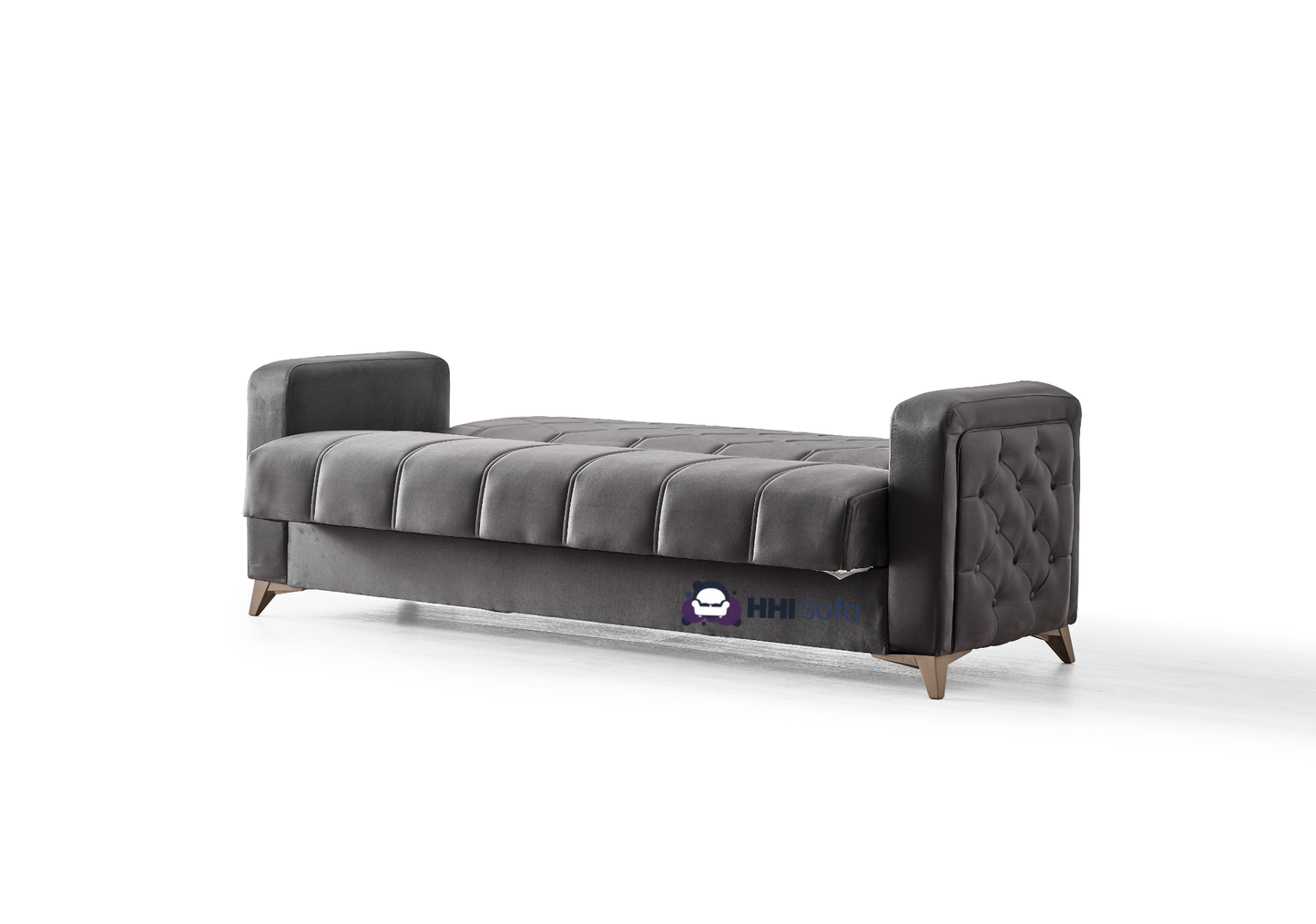 Plush Fabric Chesterfield 3-Seater Sofa Bed
