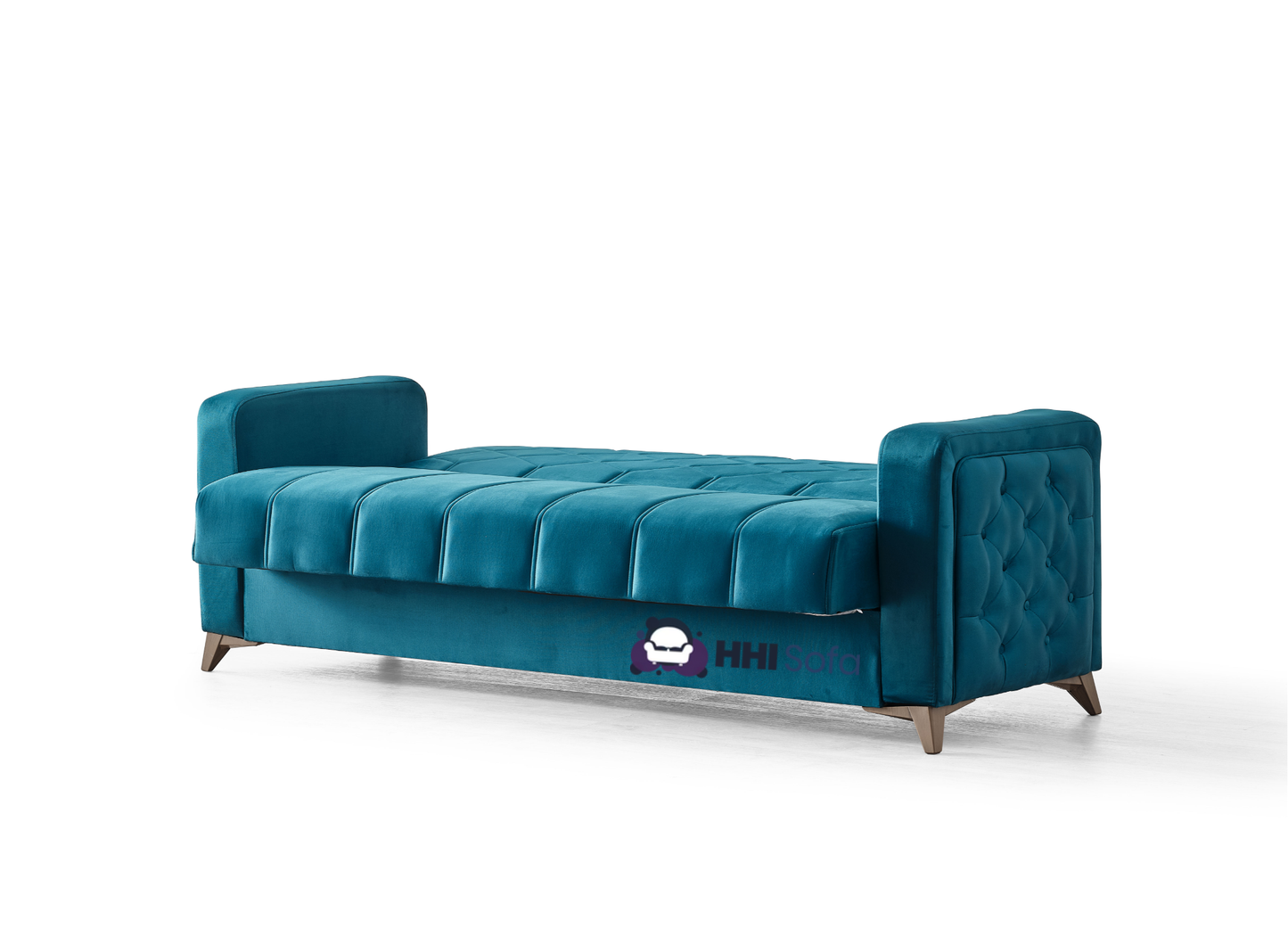 Plush Fabric Chesterfield 3-Seater Sofa Bed