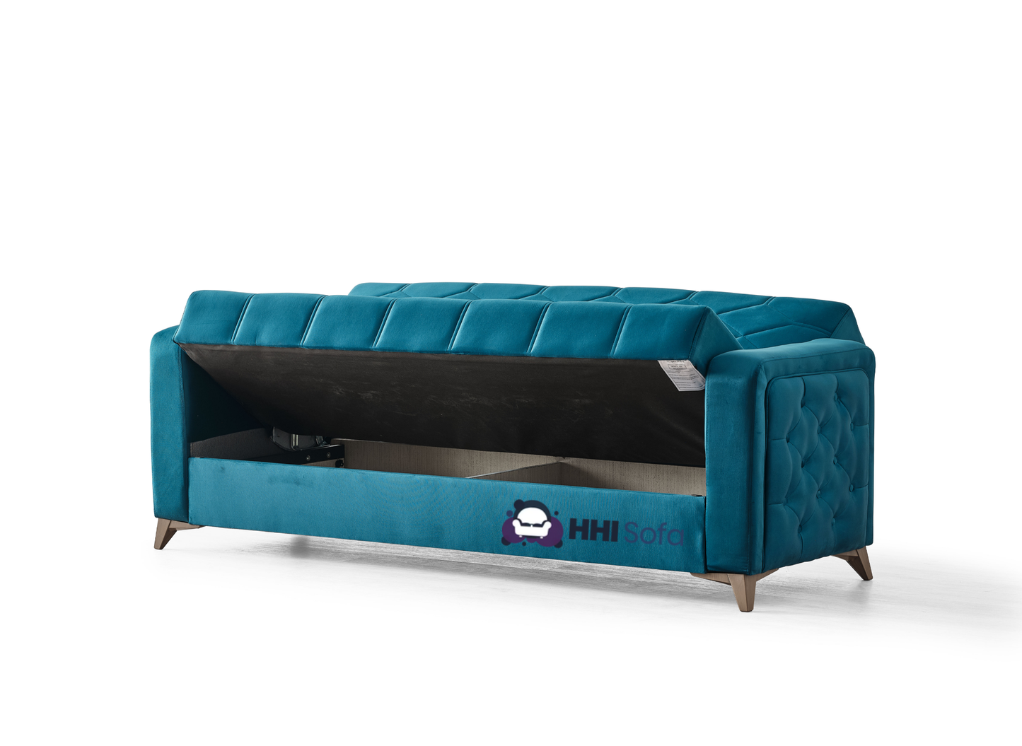 Plush Fabric Chesterfield 3-Seater Sofa Bed