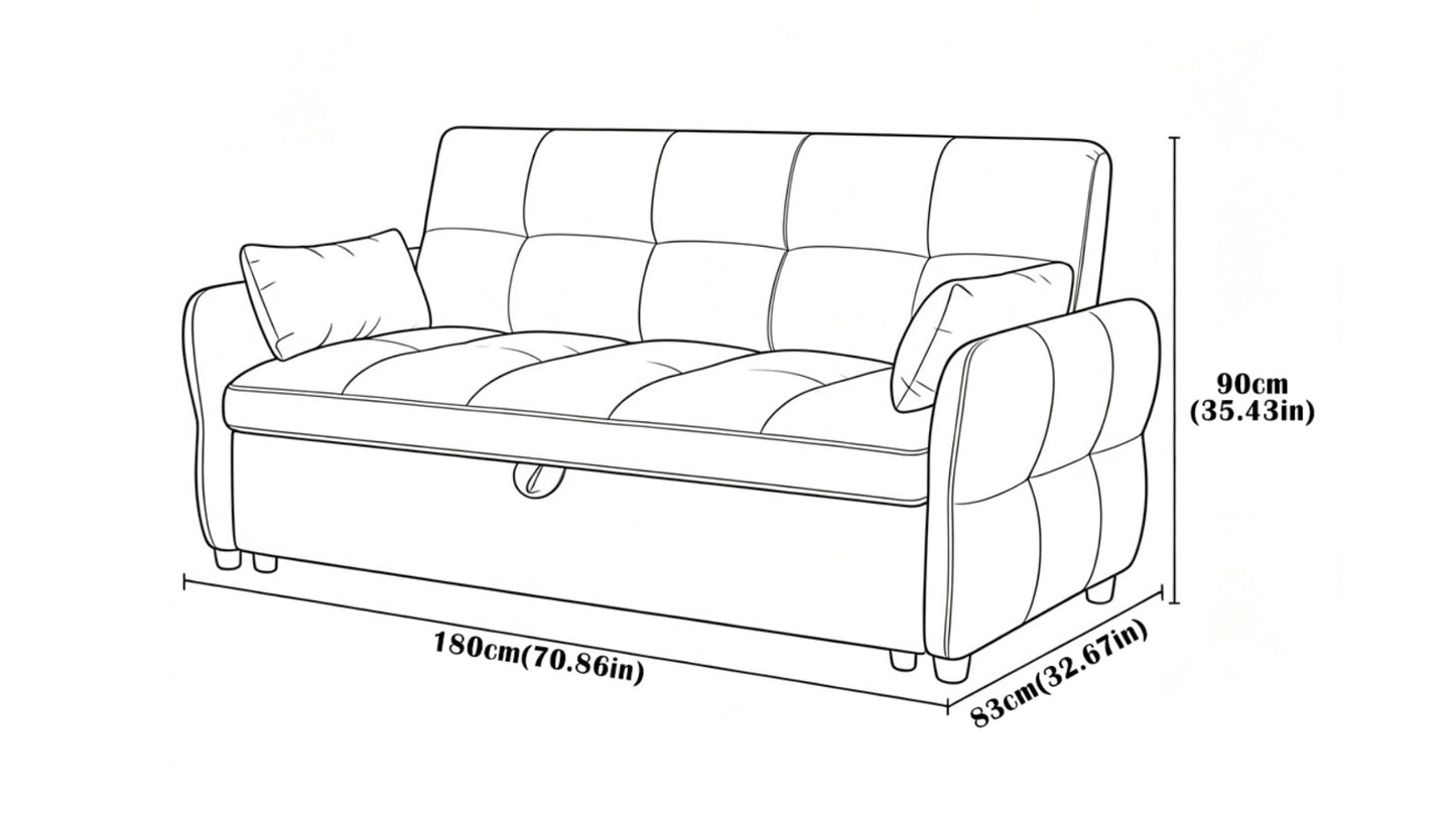 3-Seater Pull-Out Fabric Sofa Bed with Cushions