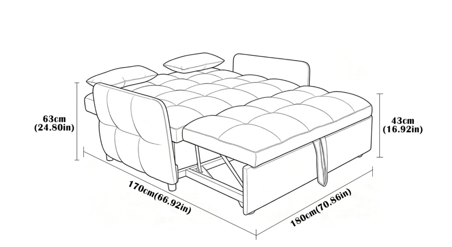 3-Seater Pull-Out Fabric Sofa Bed with Cushions