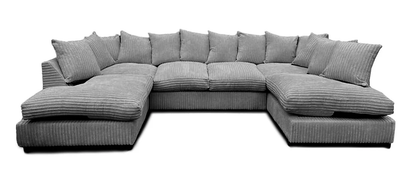 Luxury Jumbo Cord Scatter Back U Shape Sofa
