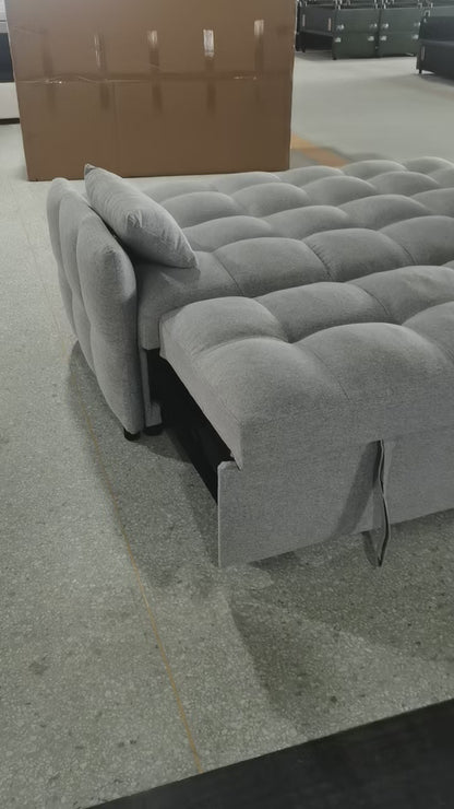 3-Seater Pull-Out Fabric Sofa Bed with Cushions