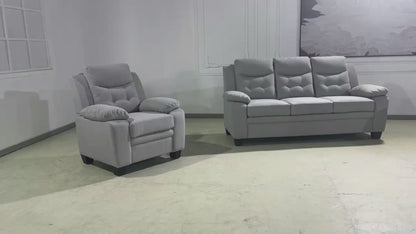 Stationary Suede Light Grey Fabric Sofa