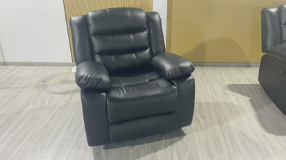 Black Manual Recliner Leather Sofa Set