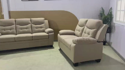 Stationary Suede Beige Fabric Sofa