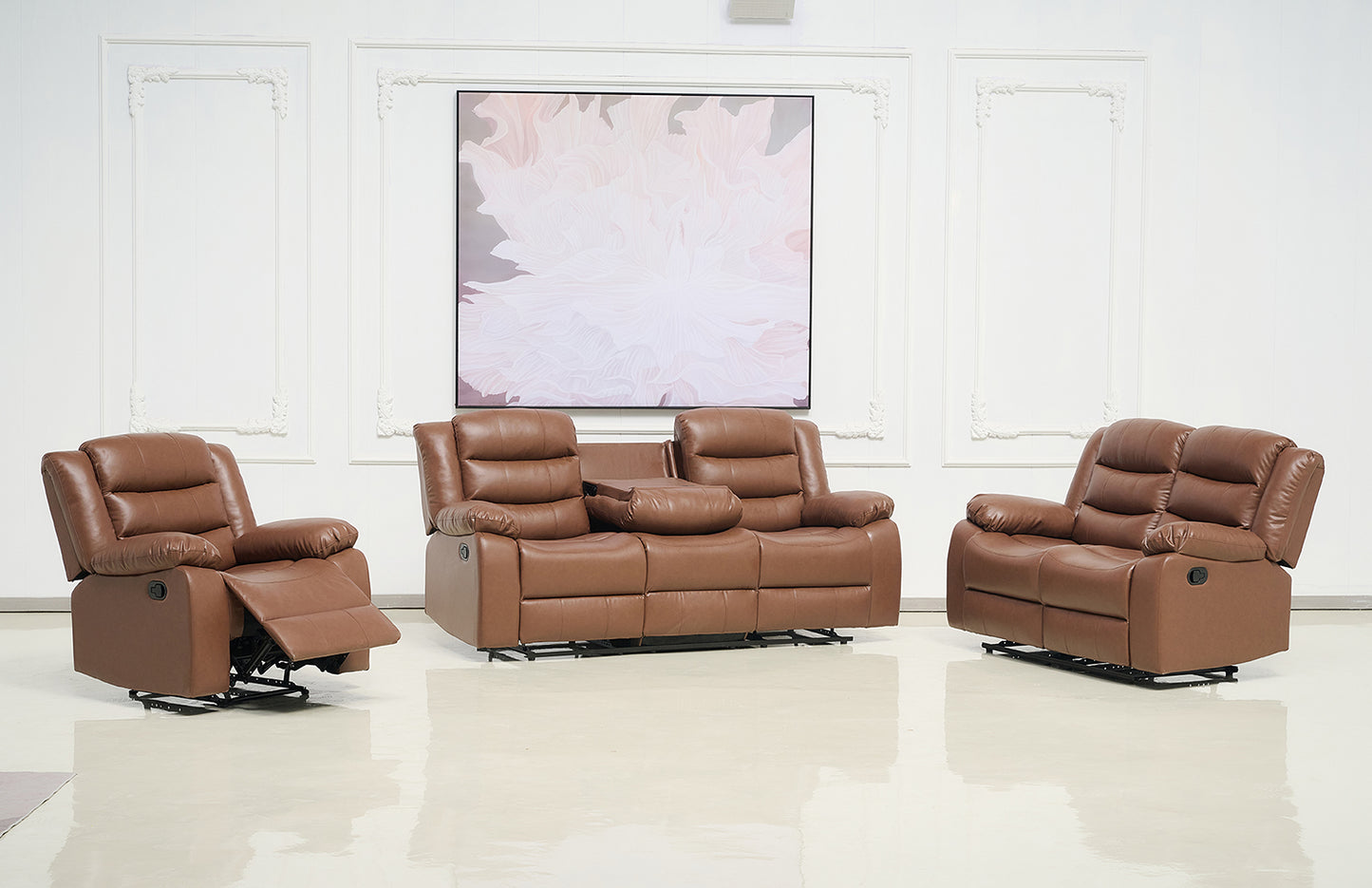 Recliner Bonded Leather Sofa Set