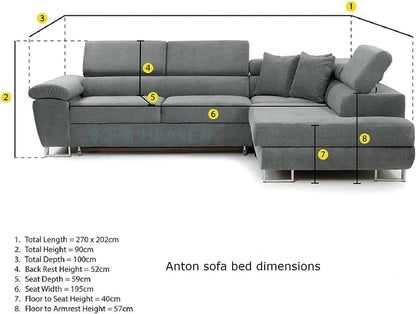 Anton Black & Grey Fabric Sofa Bed