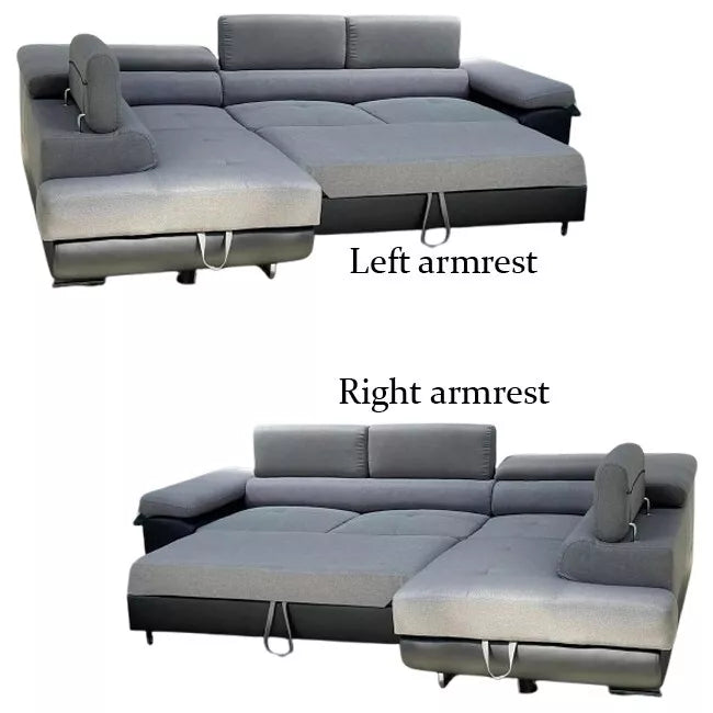 Anton Black & Grey Fabric Sofa Bed