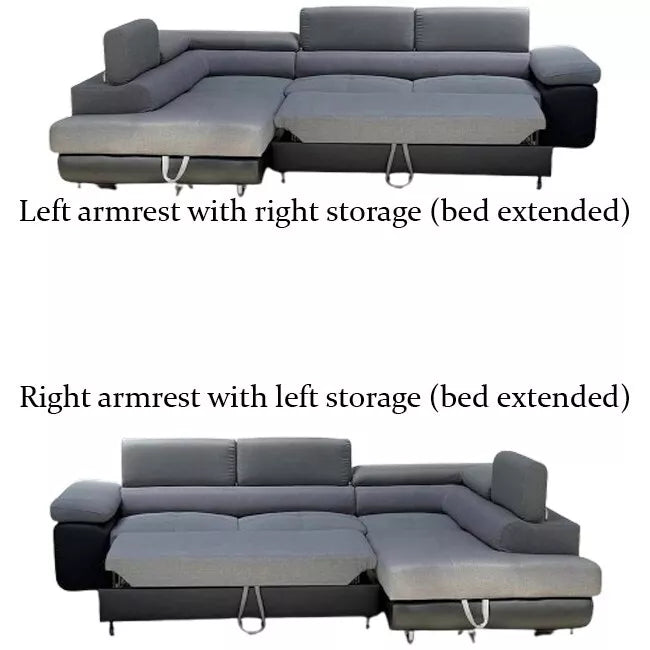 Anton Black & Grey Fabric Sofa Bed