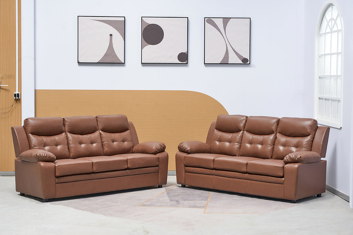 Stylish Stationary Bonded Leather Sofas