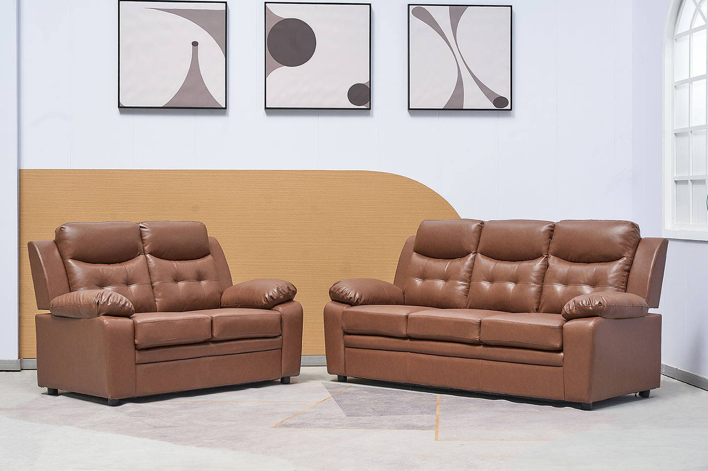 Stylish Stationary Bonded Leather Sofas