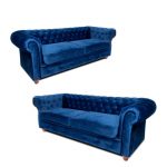 chesterfield navy blue sofa