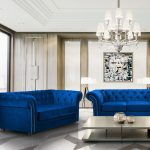 plush blue sofa