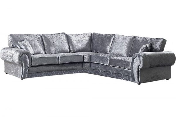 Fabric Corner Sofa Chesterfield, Grey Crushed Velvet Corner Sofa Bed