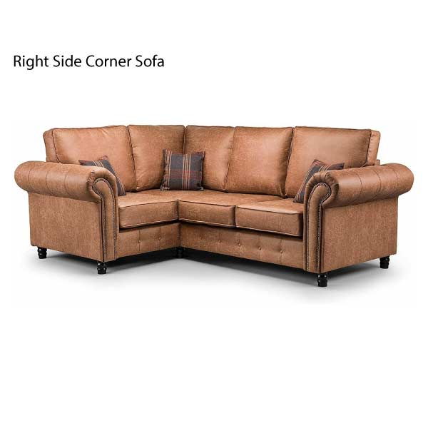 Brown Leather Corner Sofa 4 Seater, Brown Leather And Material Corner Sofa Set