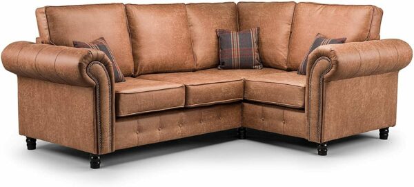 Brown Leather Corner Sofa 4 Seater, Faux Leather Corner Sofa