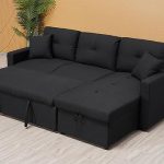 Black Fabric Corner Sofa Bed 5