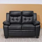 Stationary Black Bonded Leather 2 Seater Sofa Set