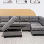 Western Grey Fabric Corner Sofa 2